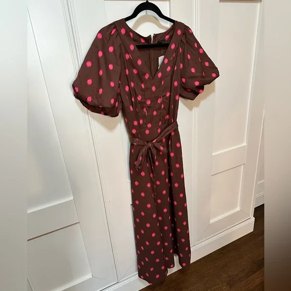 Ann Taylor | Dresses | Nwt Brown And Pink Polka Dot Dress